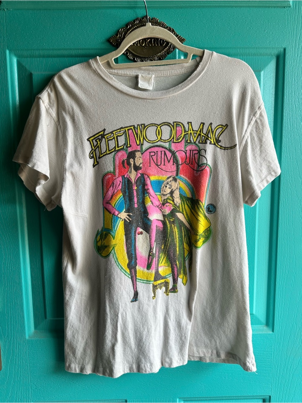 Madeworn Fleetwood Mac Rumours Graphic Tee - White with Pink & Yellow Art